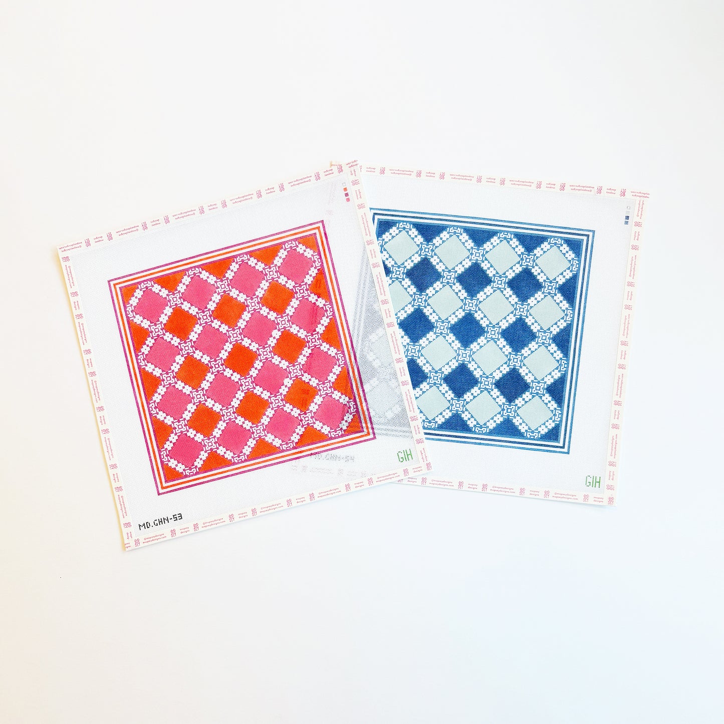 Green Heart Needlepoint: Mosaic Tile - Pink & Orange