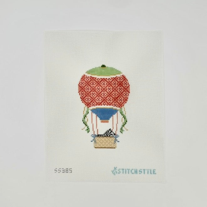 Coral and Green Hot Air Balloon with Zebra