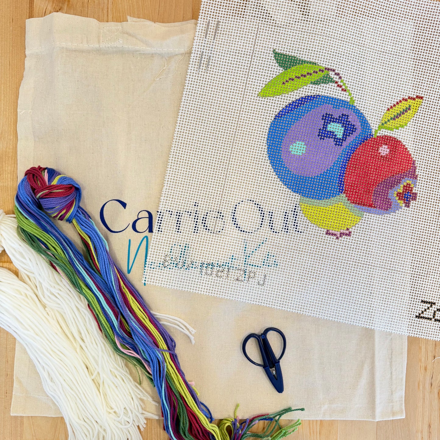 Blue Waters Needlepoint: Triple Blueberry Carrie Out Needlepoint Kit