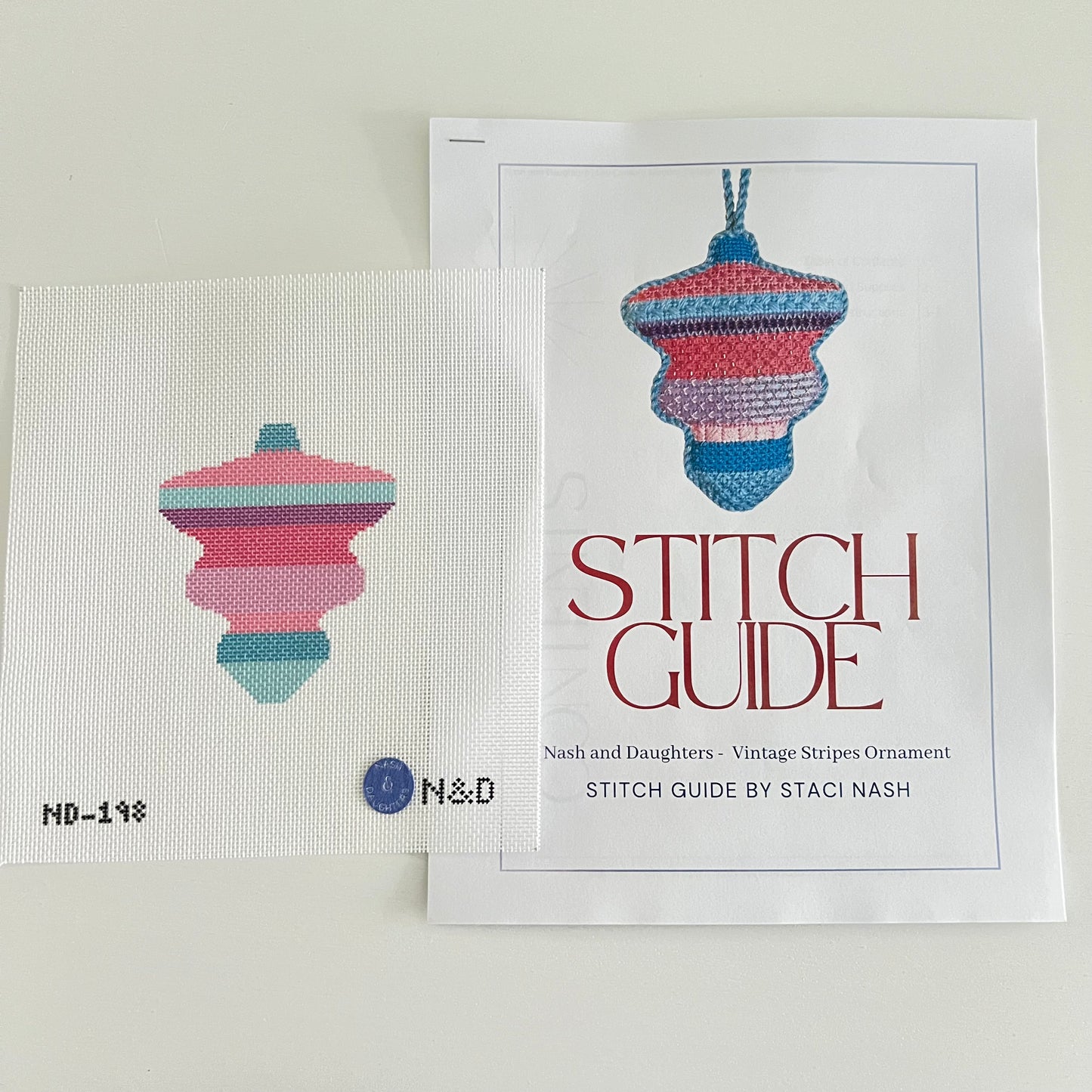Mid Century Mod Ornament - Vintage Stripes with Stich Guide