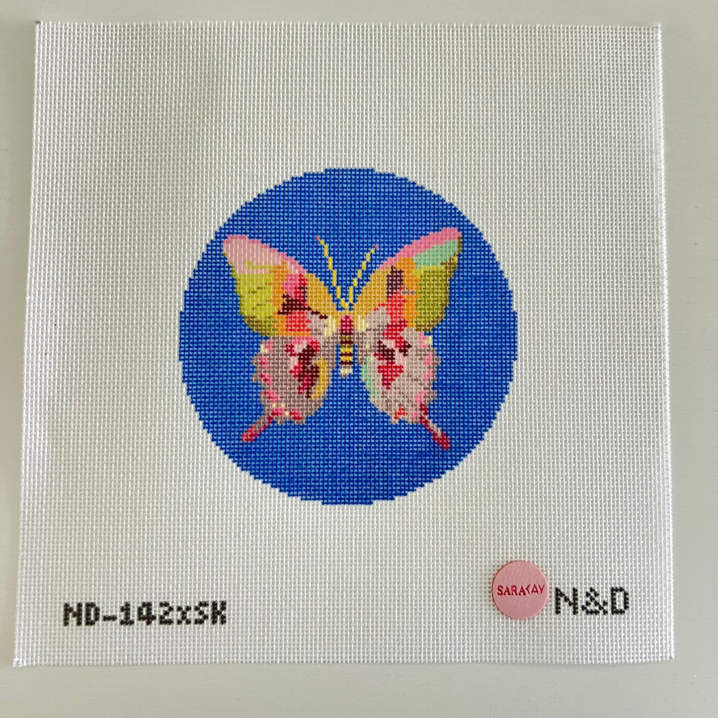 Gold & Green Butterfly on Blue
