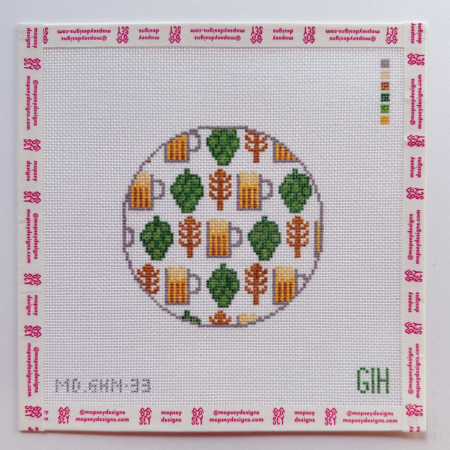 Green Heart Needlepoint: Beer Round Coaseter
