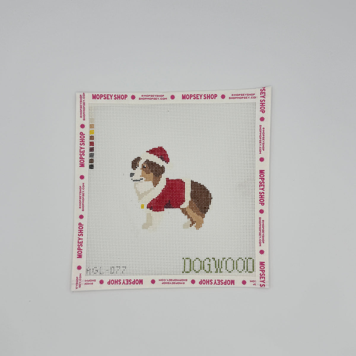 Dogwood Needlepoint: Santa Australian Shepherd