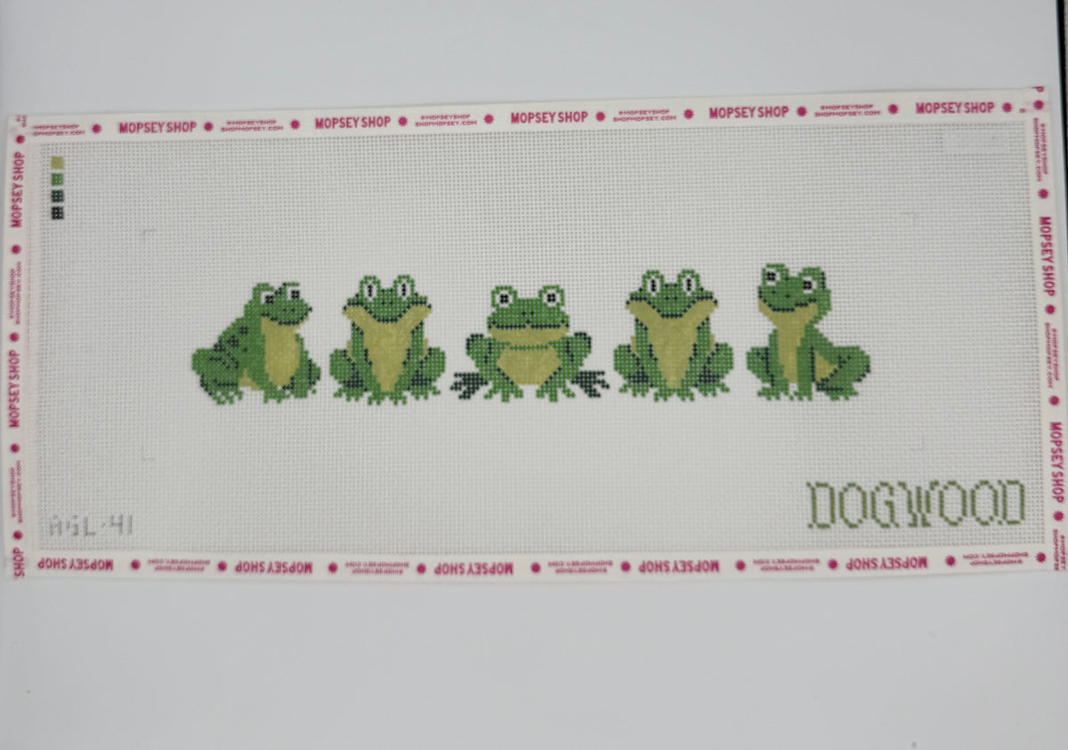 Dogwood Needlepoint: Frogs in a Line