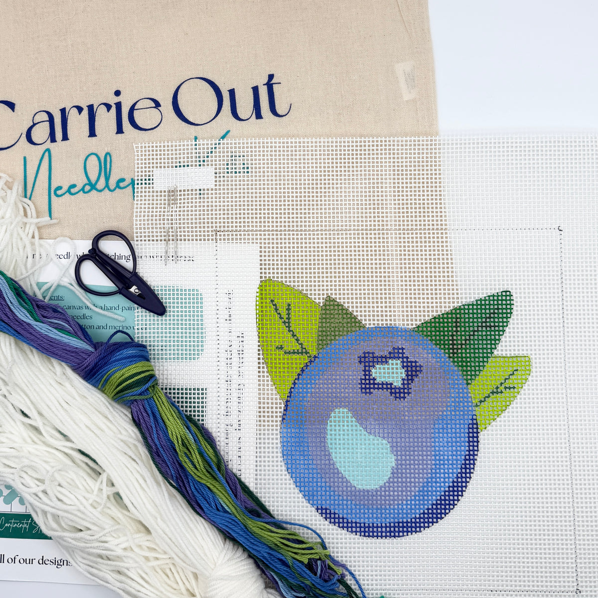 Blue Waters Needlepoint: Single Blueberry Carrie Out Needlepoint Kit