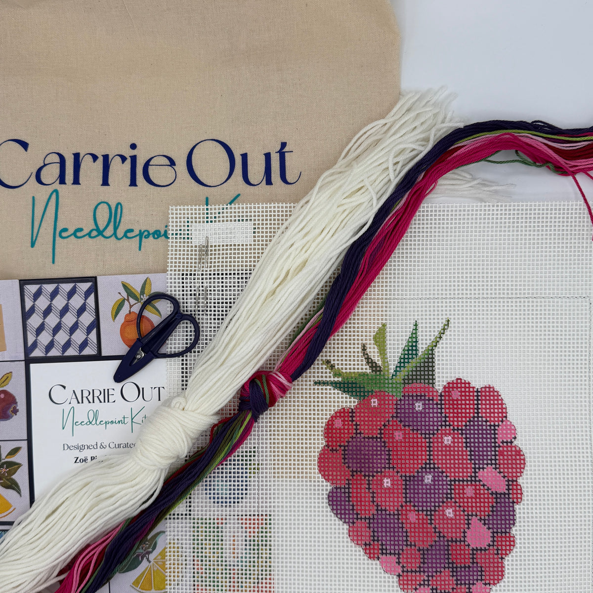 Blue Waters Needlepoint: Raspberry Carrie Out Needlepoint Kit
