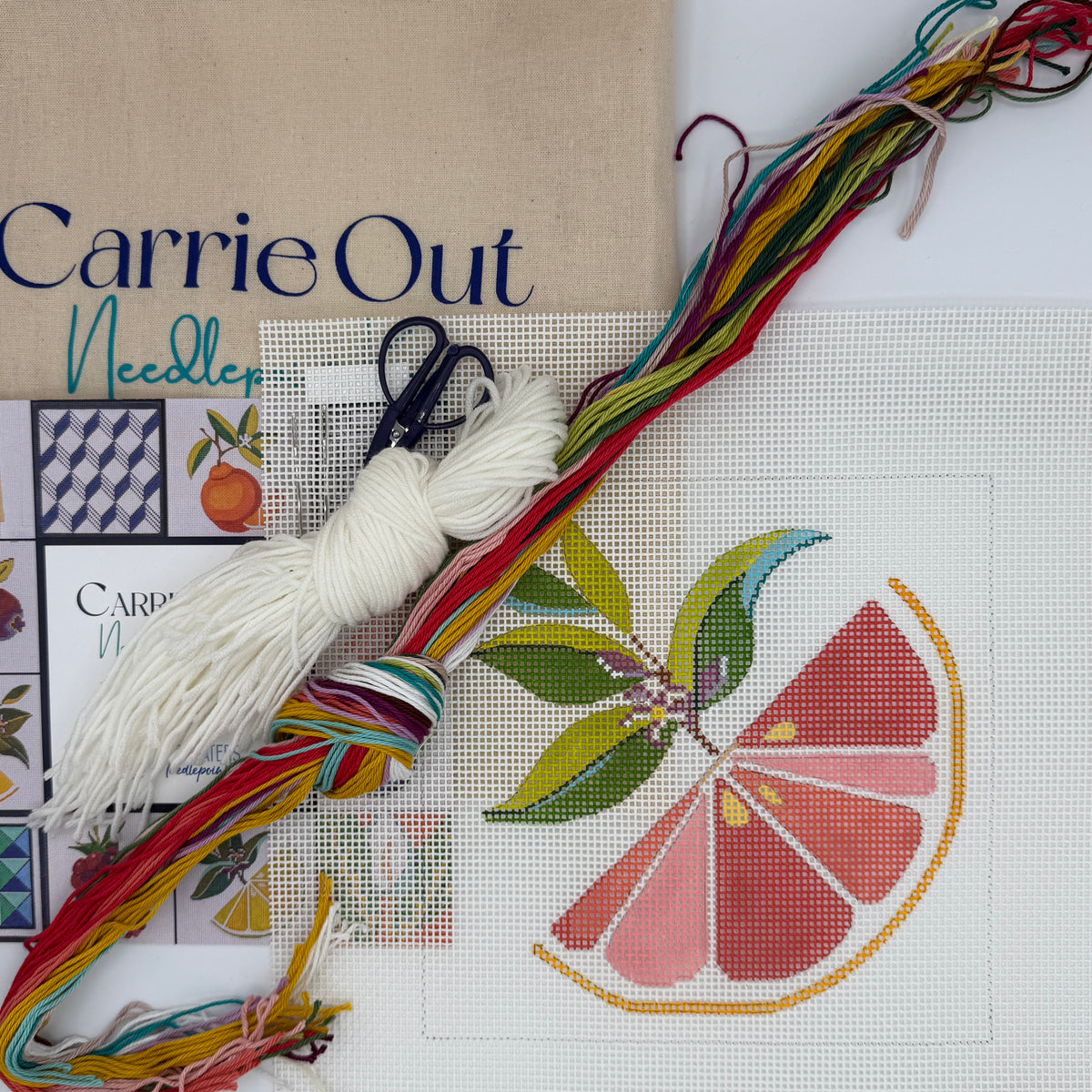 Blue Waters Needlepoint: Slice of Grapefruit Carrie Out Needlepoint Kit