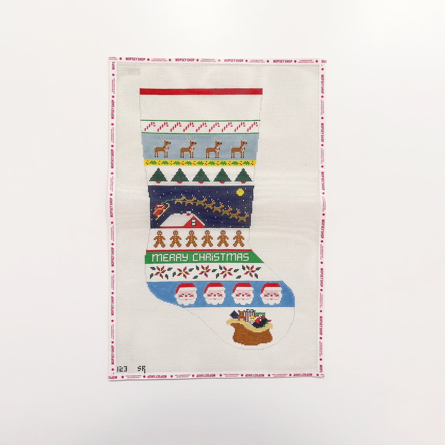 Sleigh Over Roof Top Stripe Stocking