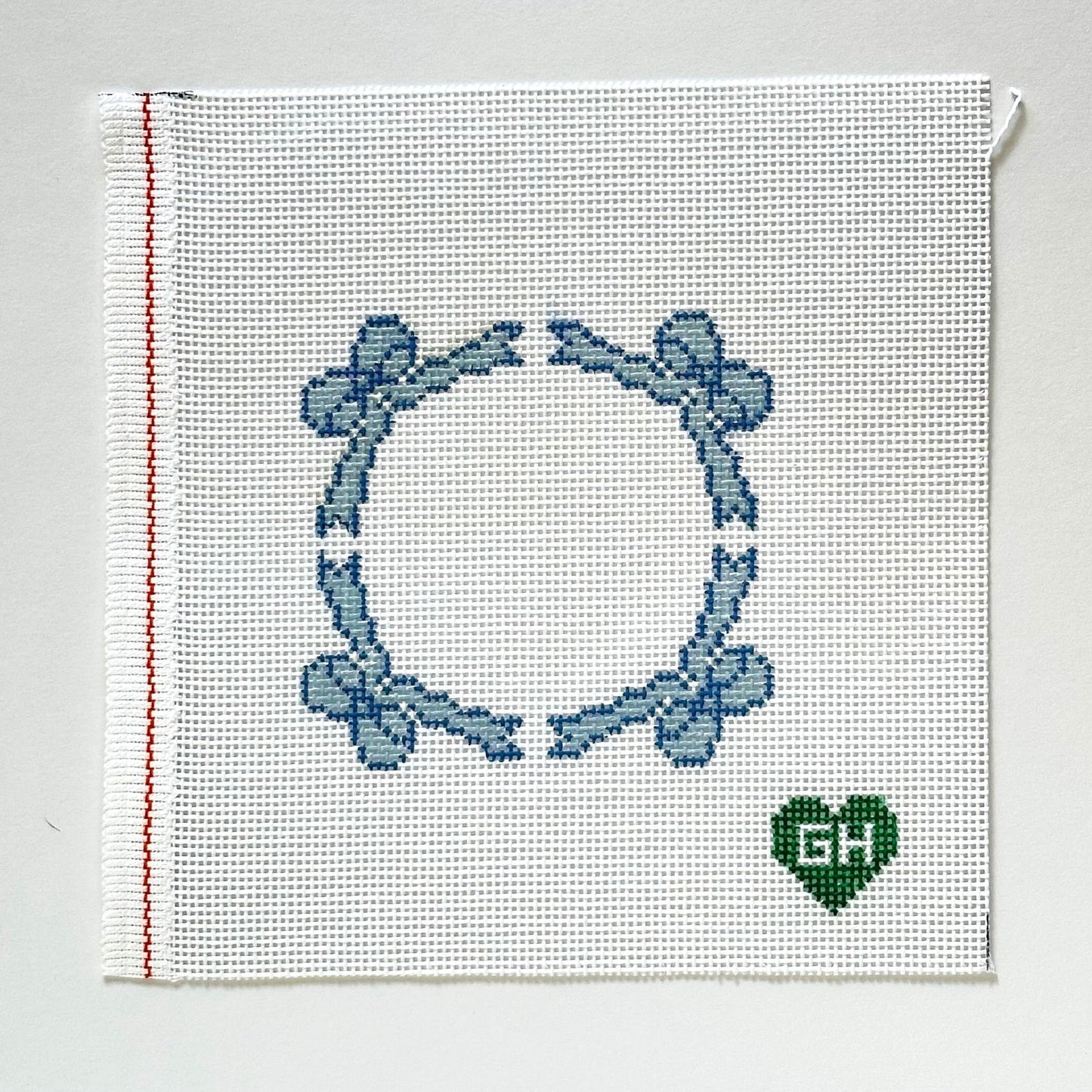 Green Heart Needlepoint: Bow Frame - blue