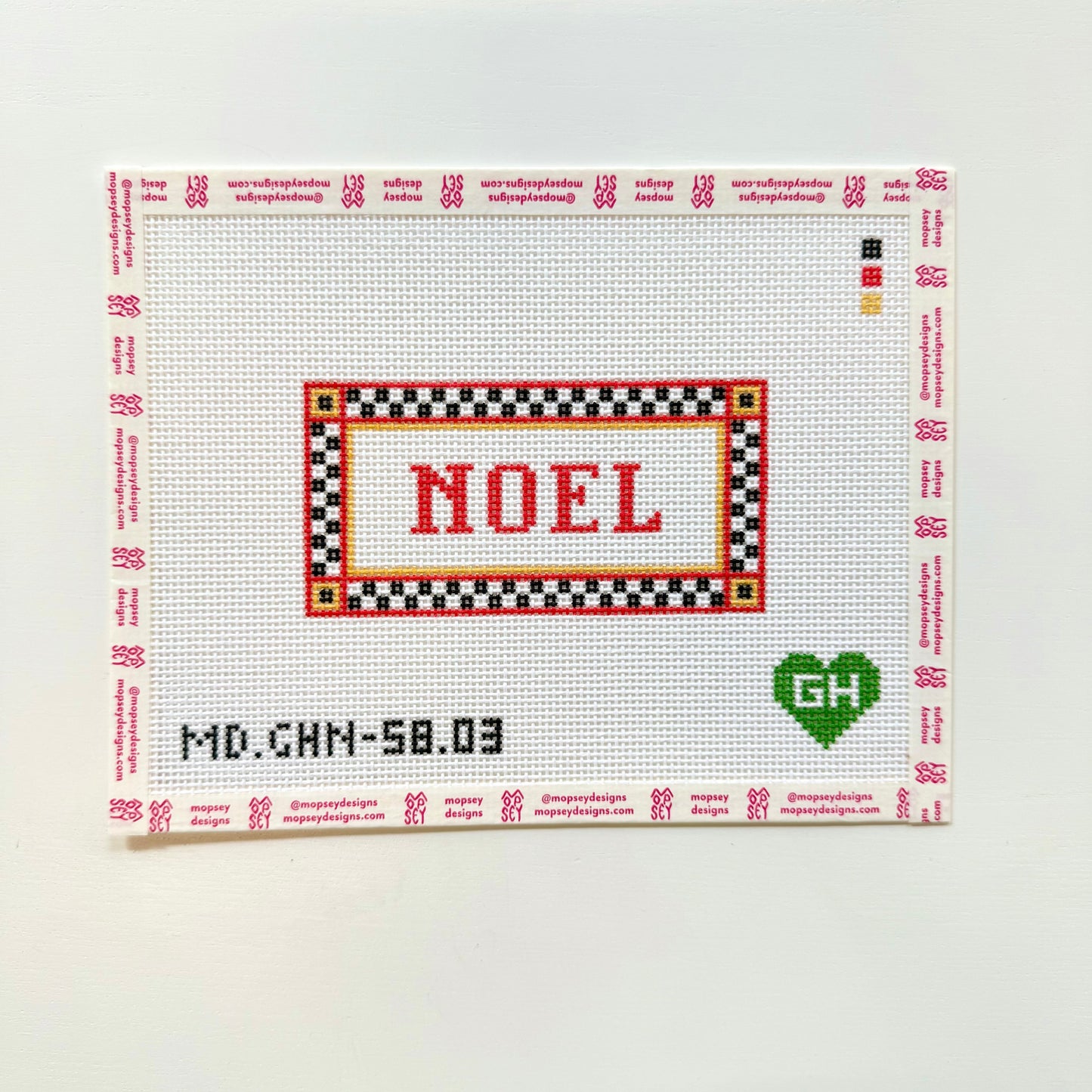 Green Heart Needlepoint: Checkered Noel