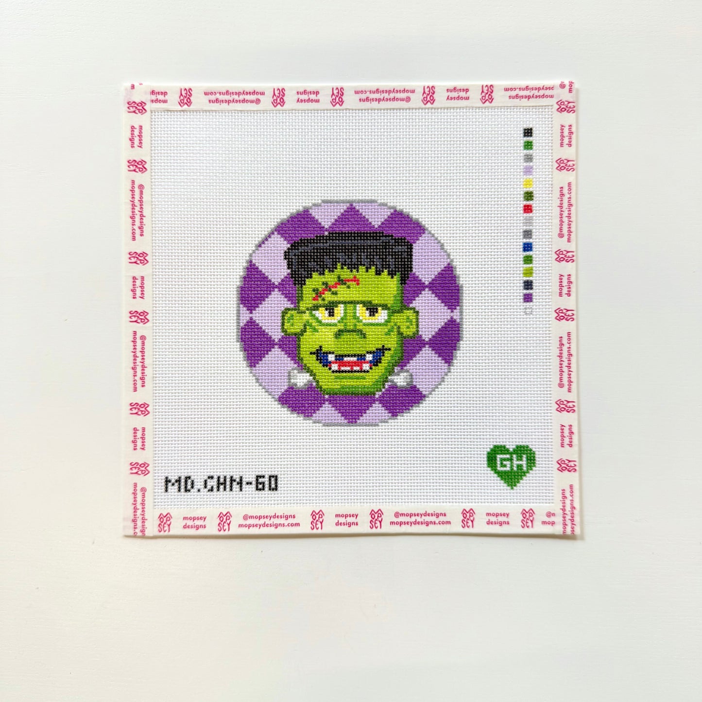 Green Heart Needlepoint: Vintage Halloween Frankenstien