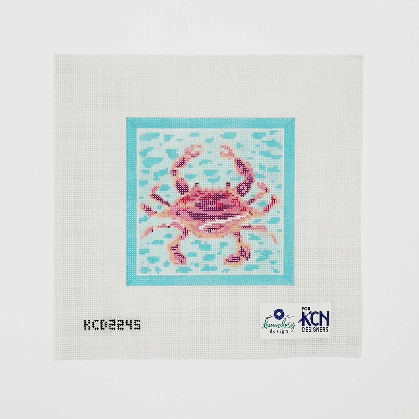Pink Crab on Blue Square