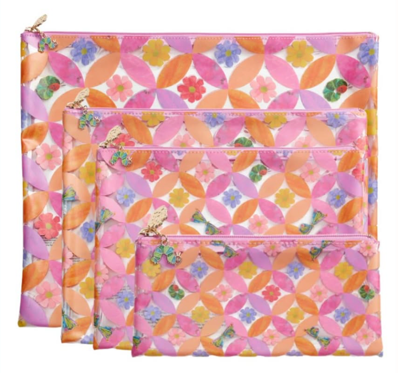 Circle Leaf Flower & Butterfly PVC Project Bag (mini)