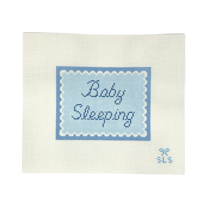 Baby Sleeping Sign with Blue Scallops
