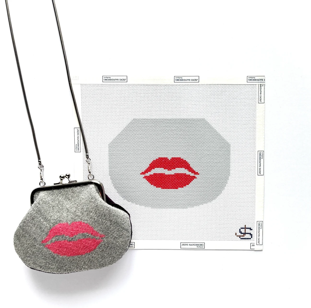 Lips Kiss Lock Bag Needlepoint Canvas