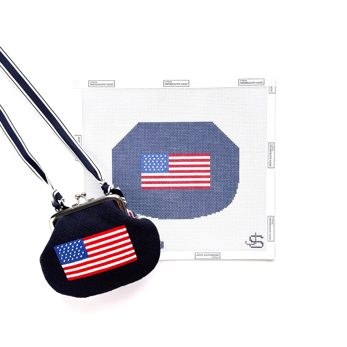 American Flag Kiss Lock Bag Needlepoint Canvas (Copy)