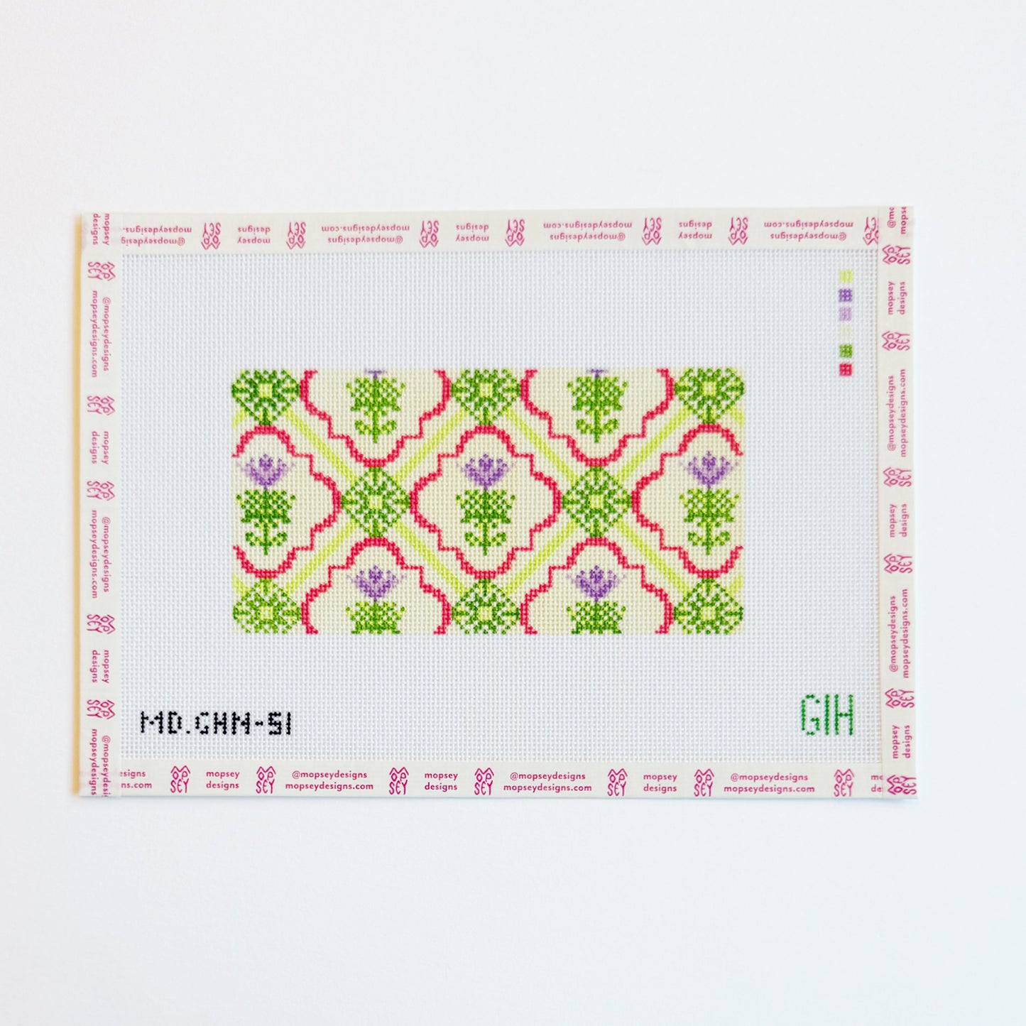 Green Heart Needlepoint: Floral Tile Pattern Insert