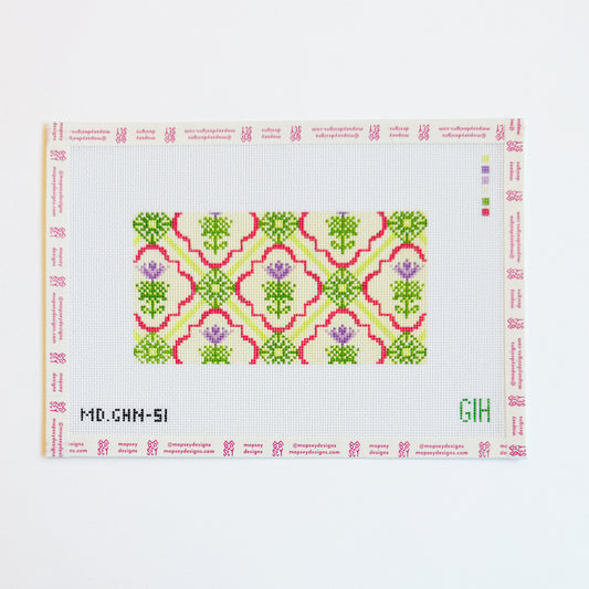 Green Heart Needlepoint: Floral Tile Pattern Insert