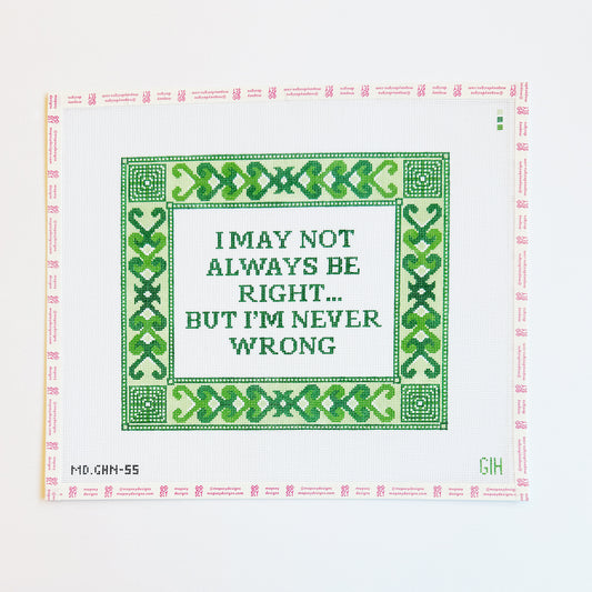 Green Heart Needlepoint: Never Wrong