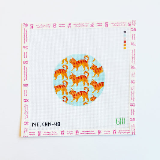 Green Heart Needlepoint: Orange Tabby Cat