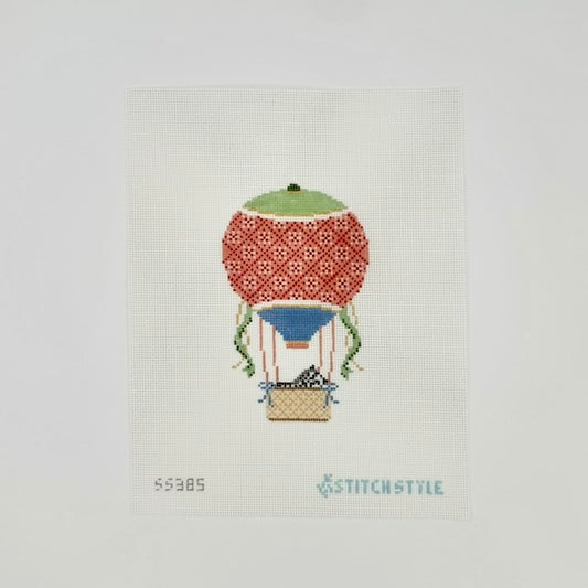 Coral and Green Hot Air Balloon with Zebra