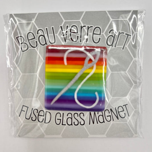 Rainbow Needle & Thread Fused Glass Needleminder