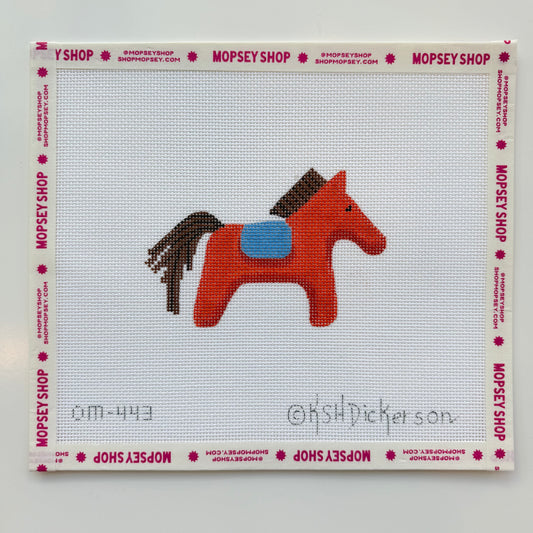 Hermès Horse with Saddle (orange, brown & blue)