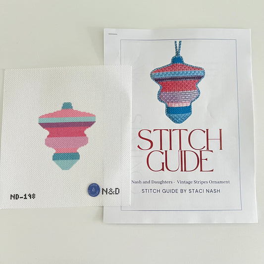 Mid Century Mod Ornament - Vintage Stripes with Stich Guide
