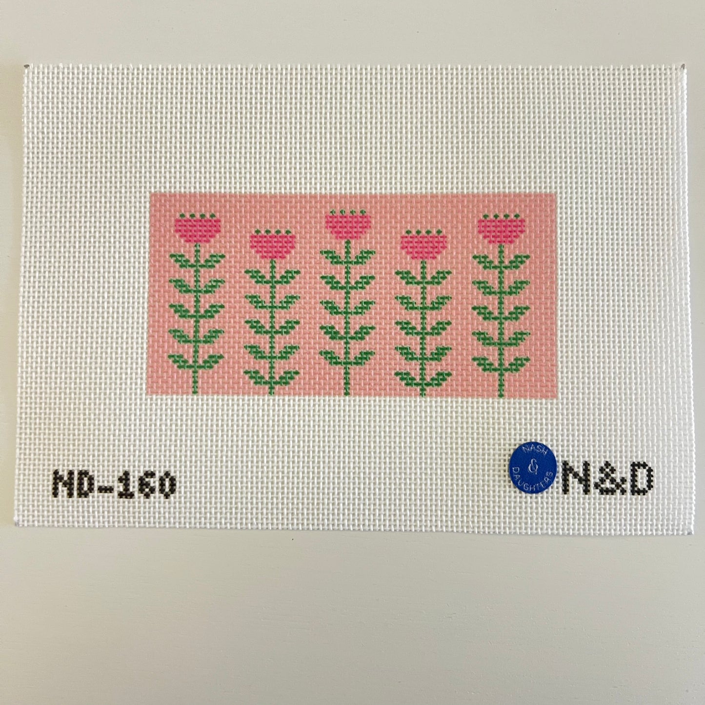 Pink & Green Block Print Flower