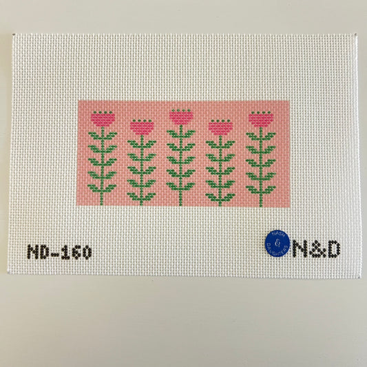 Pink & Green Block Print Flower