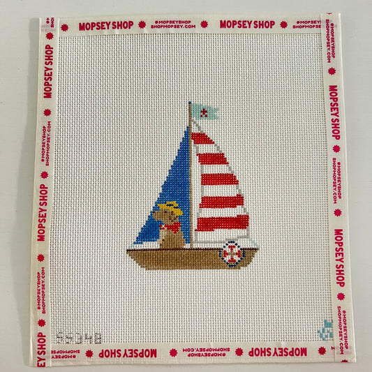 Yellow Labrador in Sailboat