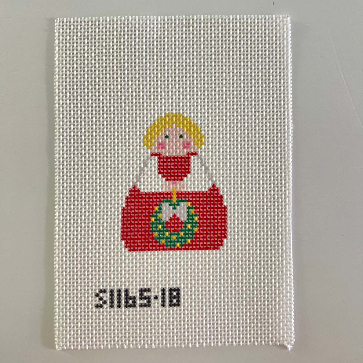 Red Angel with Green Wreath and Silver Bow