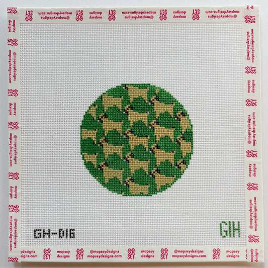 Green Heart Needlepoint: Pug