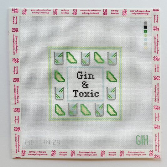Green Heart Needlepoint: Gin & Toxic Coaster