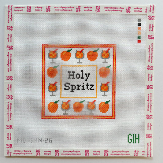 Green Heart Needlepoint: Holy Spritz Coaster
