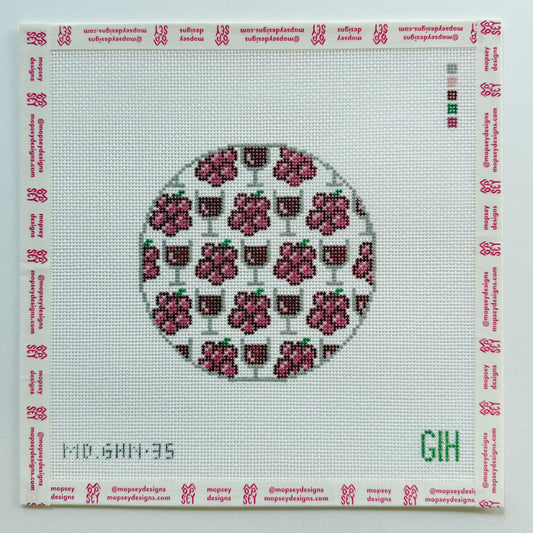 Green Heart Needlepoint: Wine Round Coaster