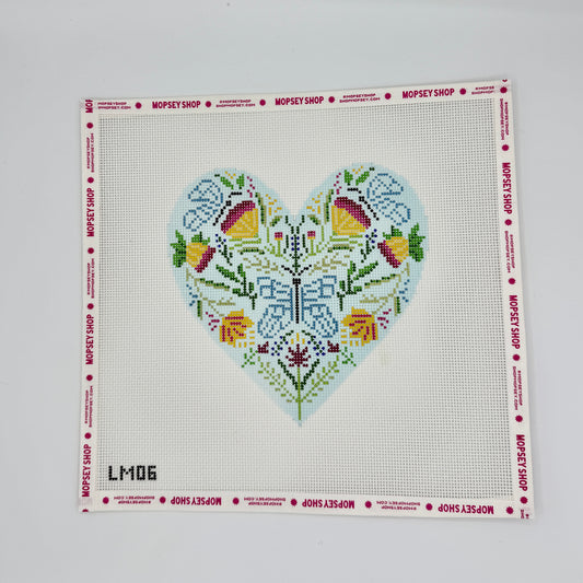 Walker's Needlepoint: Blue Heart Floral