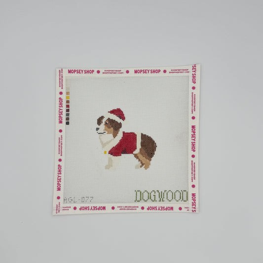 Dogwood Needlepoint: Santa Australian Shepherd