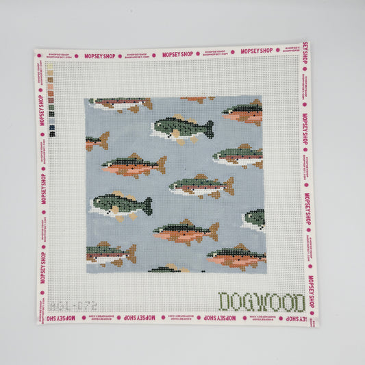 Dogwood Needlepoint: Stream of Fish