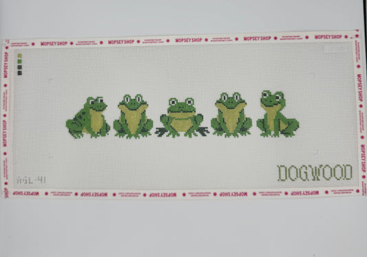 Dogwood Needlepoint: Frogs in a Line