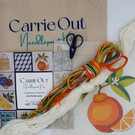 Blue Waters Needlepoint: Orange With Slice Carrie Out Needlepoint Kit