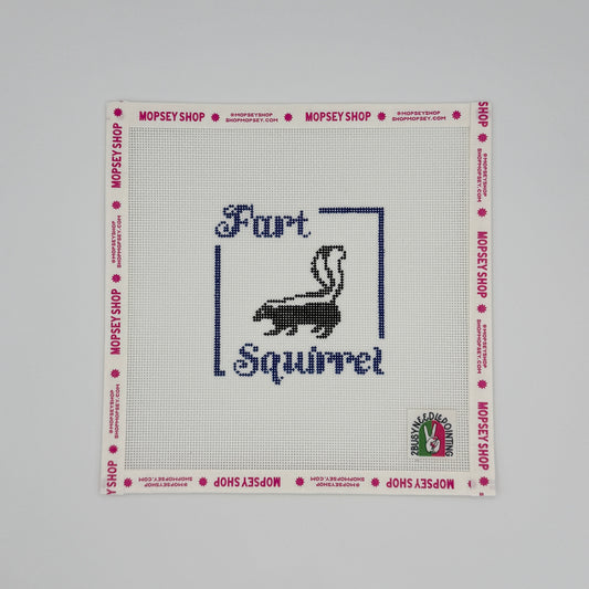 2 Busy-Needlepointing: Fart Squirrel