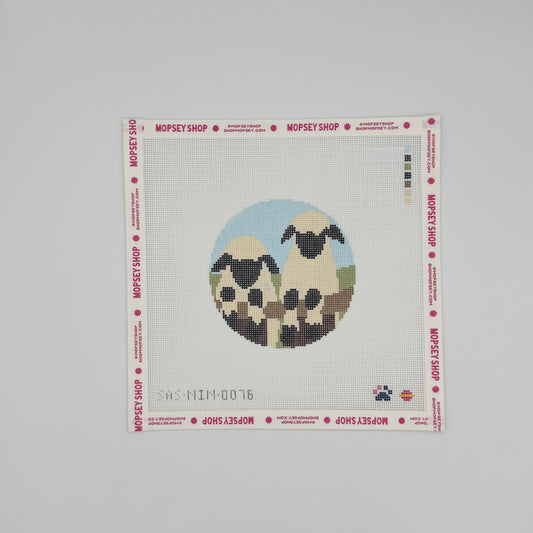 Saturnalia Stitching: Two Sheep On Fence Round