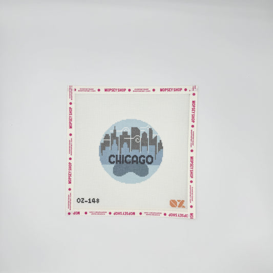 Chicago Retro Travel Needlepoint Ornament