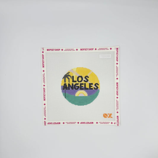 Los Angeles Retro Travel Needlepoint Ornament