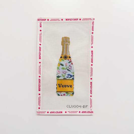 Blue Floral Champagne Bottle