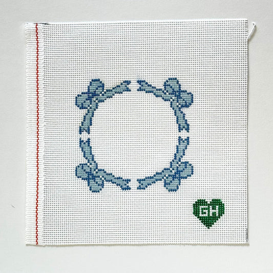 Green Heart Needlepoint: Bow Frame - blue