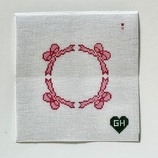 Green Heart Needlepoint: Bow Frame - pink