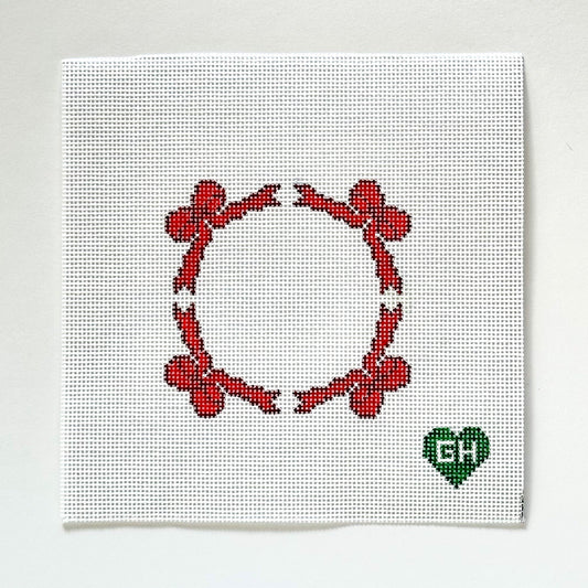 Green Heart Needlepoint: Bow Frame - red