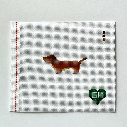 Green Heart Needlepoint: Dachshund Mini